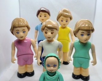 Vintage Little Tikes Dollhouse People. Vintage Grandma. Dad, Mom, Daughters and Brother cat and dog. Sold Separately!