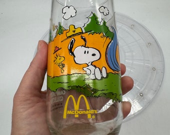 Vintage glazen beker Peanuts Comic: Charlie Brown & Snoopy
