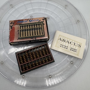 Antique Miniature Brass and Marble Chinese Abacus with Original Box.
