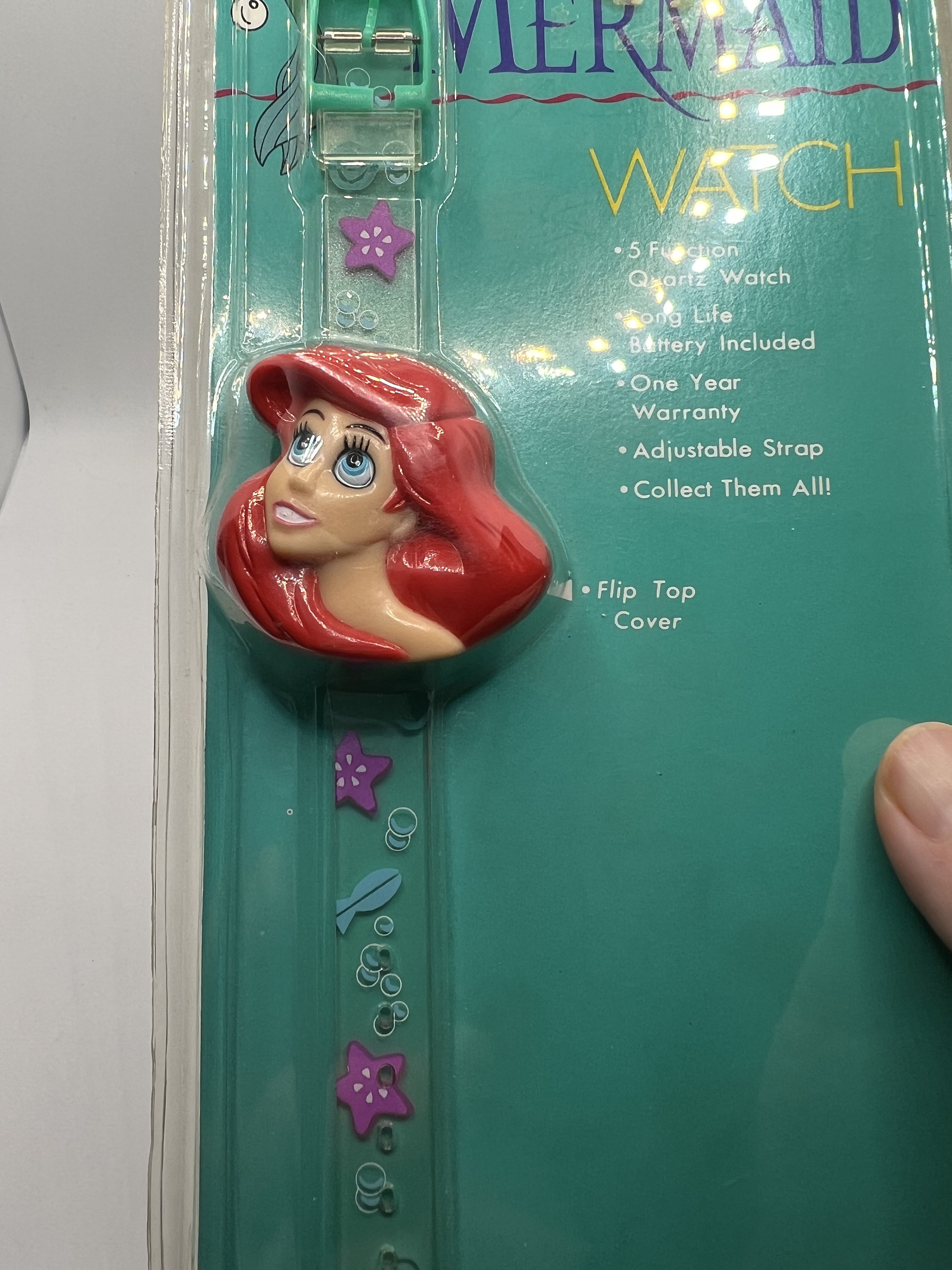 1993 Little Mermaid Collectors Club Watch Vintage 1993 Disney Little Mermaid Ariel Head Watch (mint in  main image 2