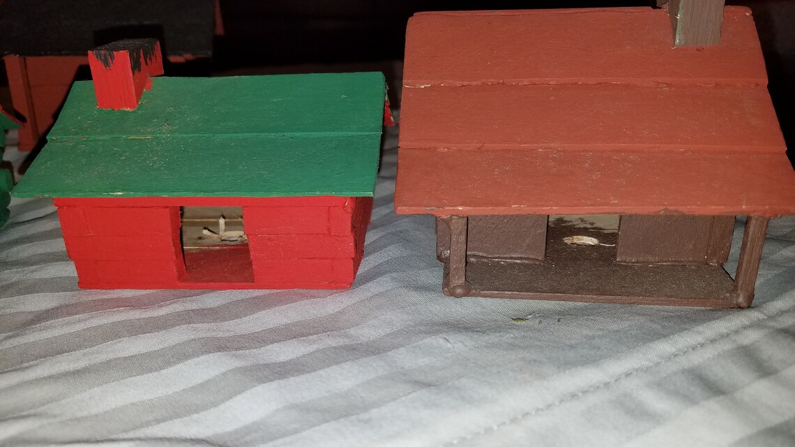 Vintage Model Train Houses handmade and handpainted. Vintage Etsy