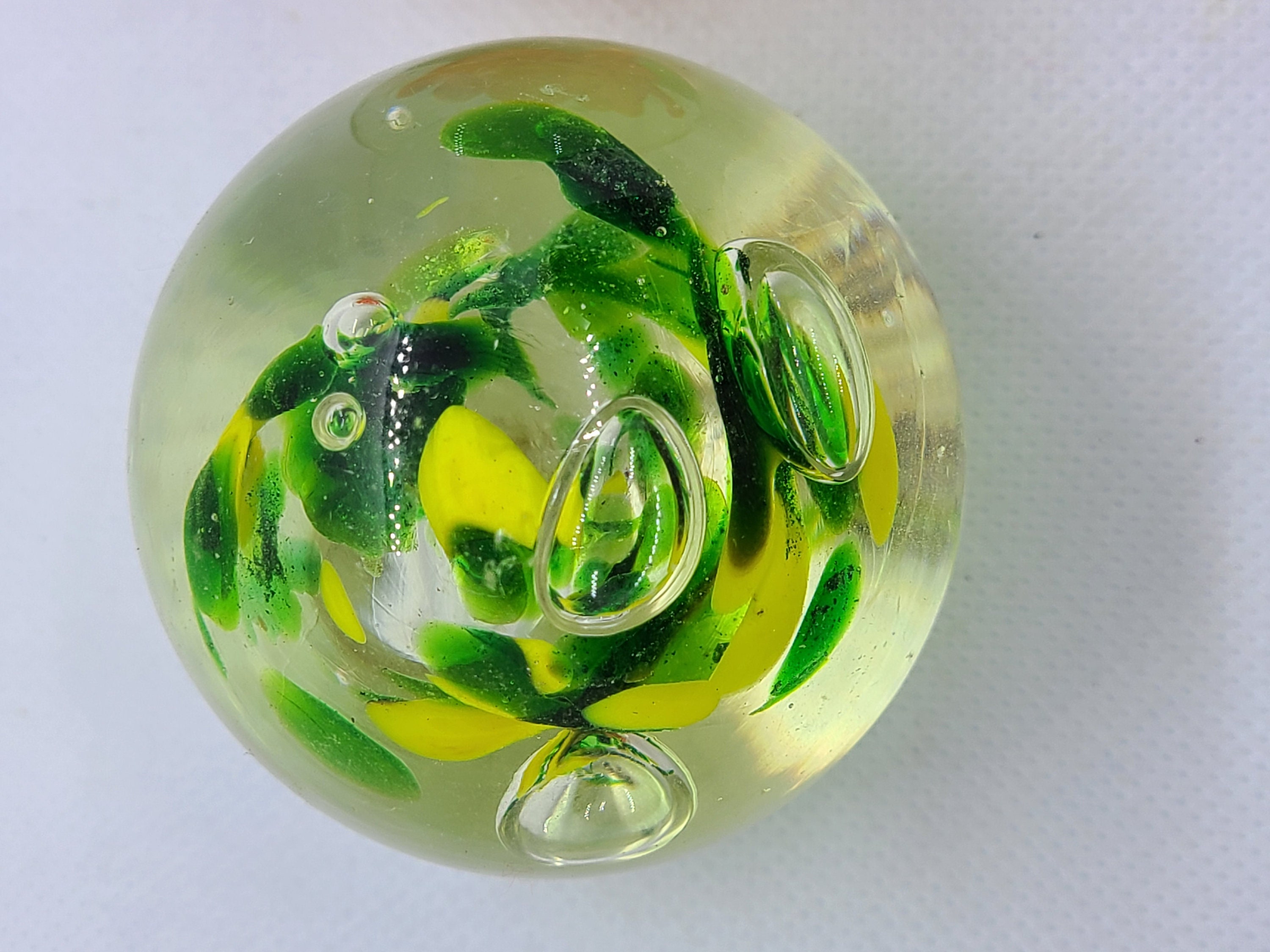 Vintage Glass Paperweight. Bubble glass with swirls. Large Etsy