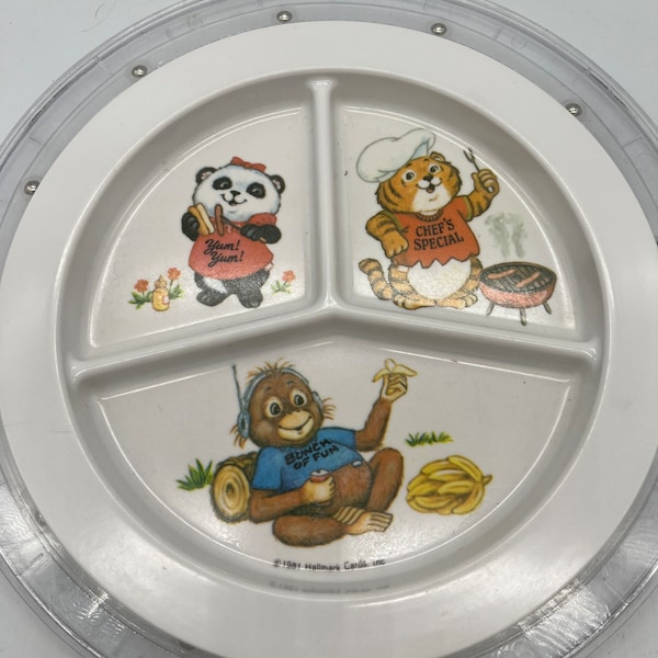 1980’s Hallmark Shirt Tales Cartoon Characters Divided Plate.