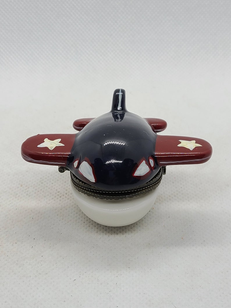 Vintage Porcelain Hinged Box Airplane With Pilot Trinket. Etsy