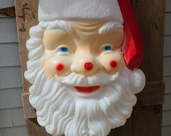 Huge Vintage Empire 32.5 Inch Tall Lighted Santa Head Blow Mold 