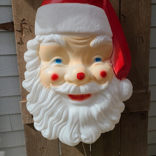 Huge Vintage Empire 32.5 Inch Tall Lighted Santa Head Blow Mold