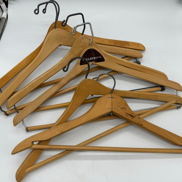 Vintage Lot of 6 Wooden Hangers. Collectable Men's Wood Hangers. Unique Wood Hanger.