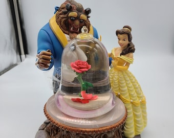 1991 年製ヴィンテージ ディズニーの美女と野獣のスノーグローブ