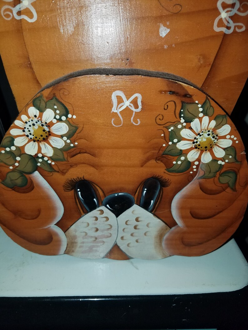 Tole Handpainted Wood Dog Doorstop Vintage Dog Doorstop Etsy