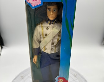 Muñeca vintage de la boda de Disney, el príncipe Eric y La Sirenita, en caja.