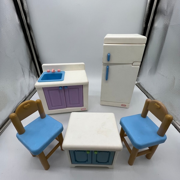 Vintage Little Tikes Barbie Size Refrigerator, Sink and Bar and Two Stools! Sold Separately!