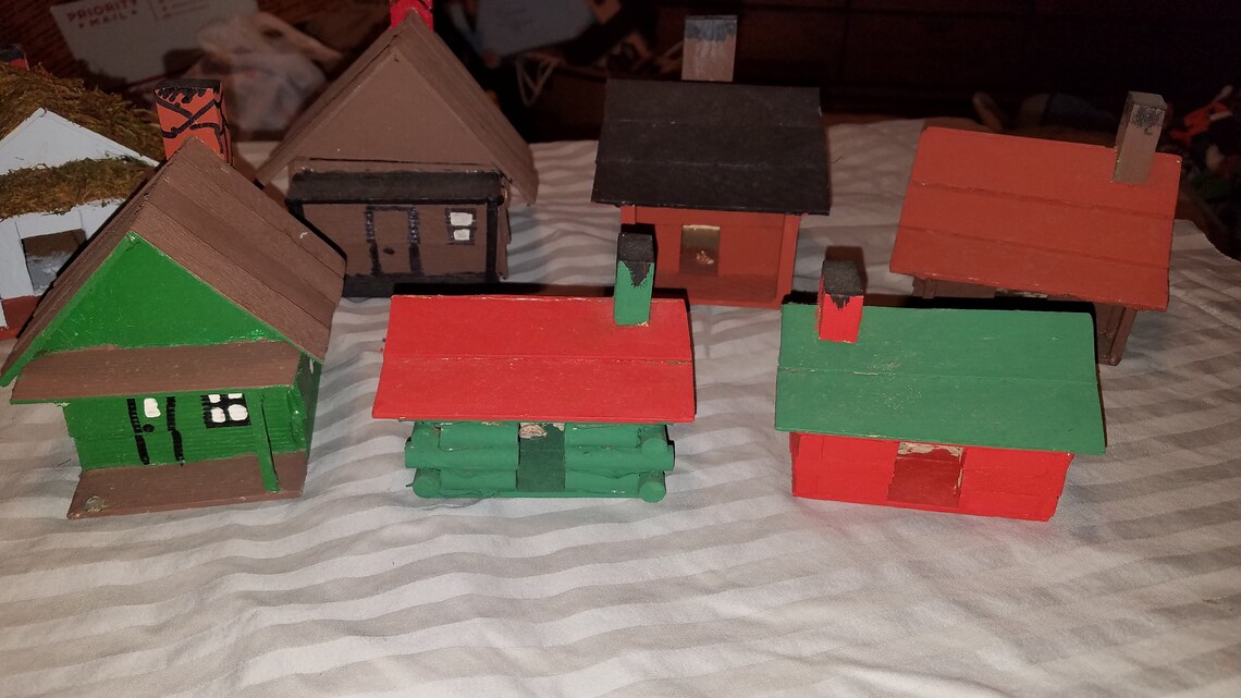 Vintage Model Train Houses Handmade and Handpainted. Vintage Etsy