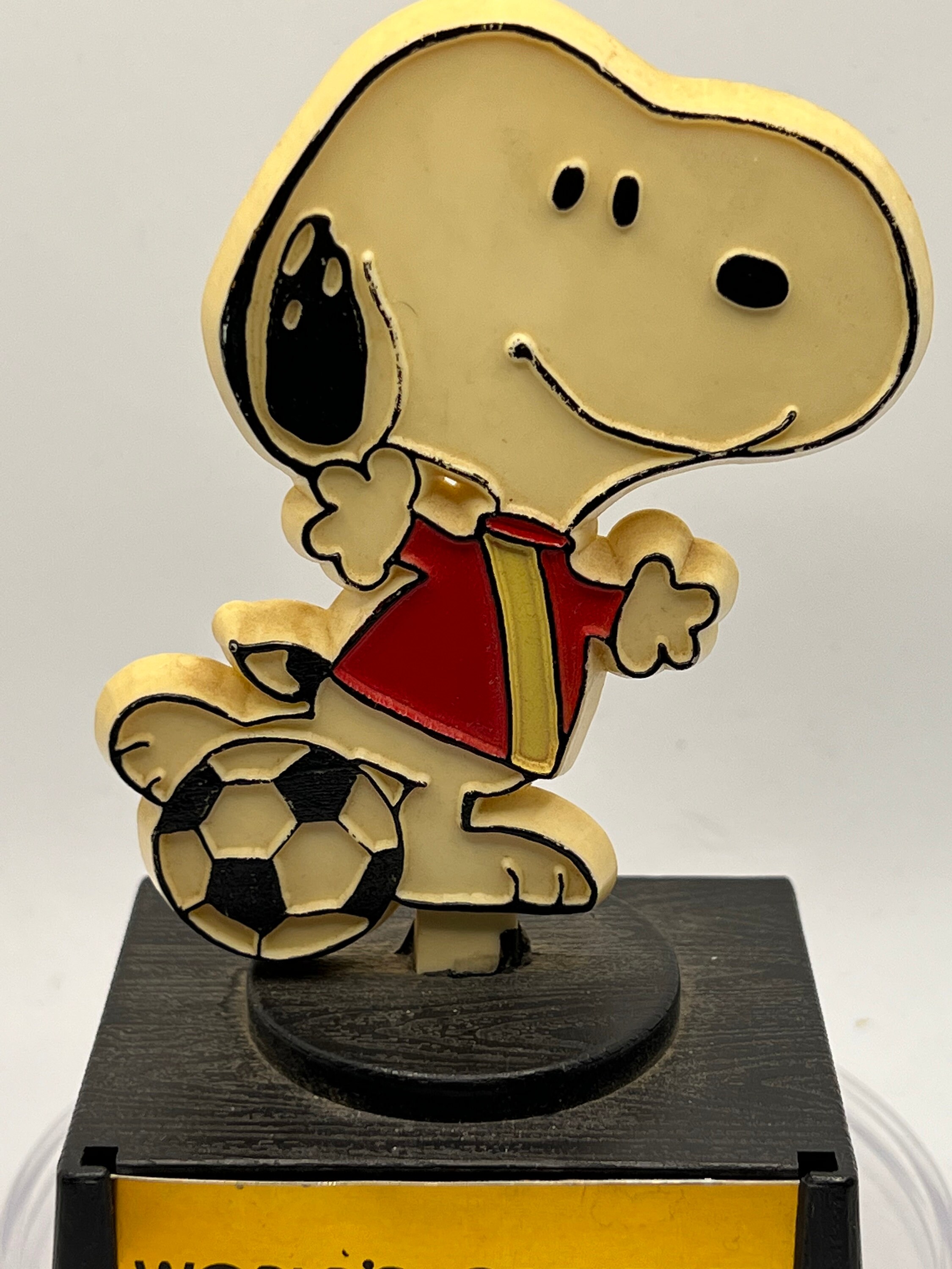 1970's Aviva Peanuts Snoopy Soccer Trophy “world's Greatest Soccer