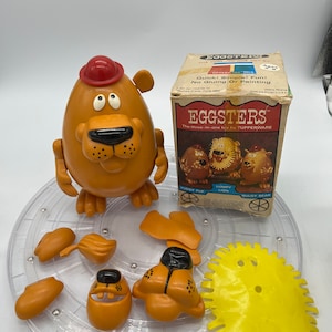 Vintage Eggsters Lumpy Lion, Bulgy Bear and Pudgy Dog with Original Box.
