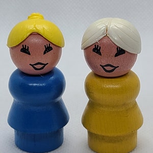 SOLD SEPARATELY! Vintage Fisher-Price Little People Wood Head & Body Mother and Grandma.