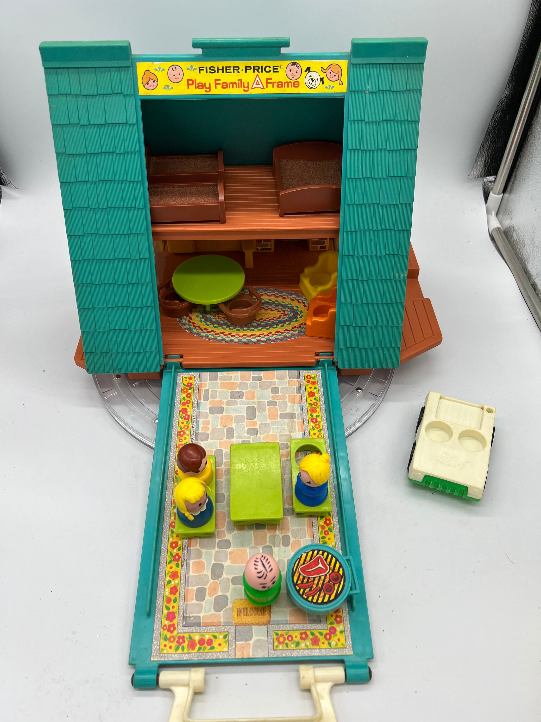 Vintage Fisher price A Framed House With Furniture and Little