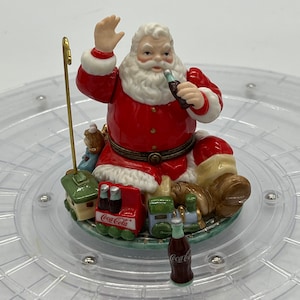 Vintage porseleinen scharnierdoos Coca-Cola kerstman met originele doos.