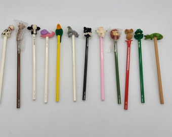 Vintage Flocked Animal School Pencils. Sold Separately!