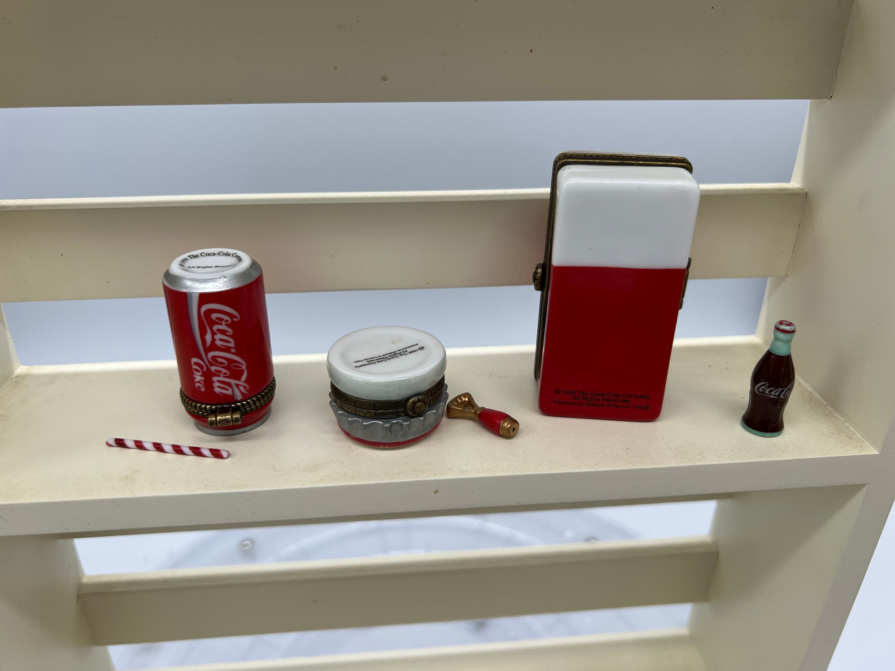 Vintage Coca-cola Hinged Trinket Box Set: Can, Bottle Cap, Machine