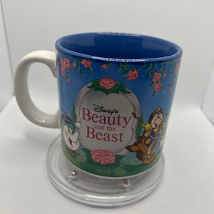 Vintage Disney&#39;s Beauty and the Beast Mug. Beast and Belle Dressed in Ballroom Attire.
