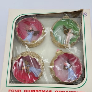 Vintage Durable Diorama Angel Christmas Ornaments by Decor.