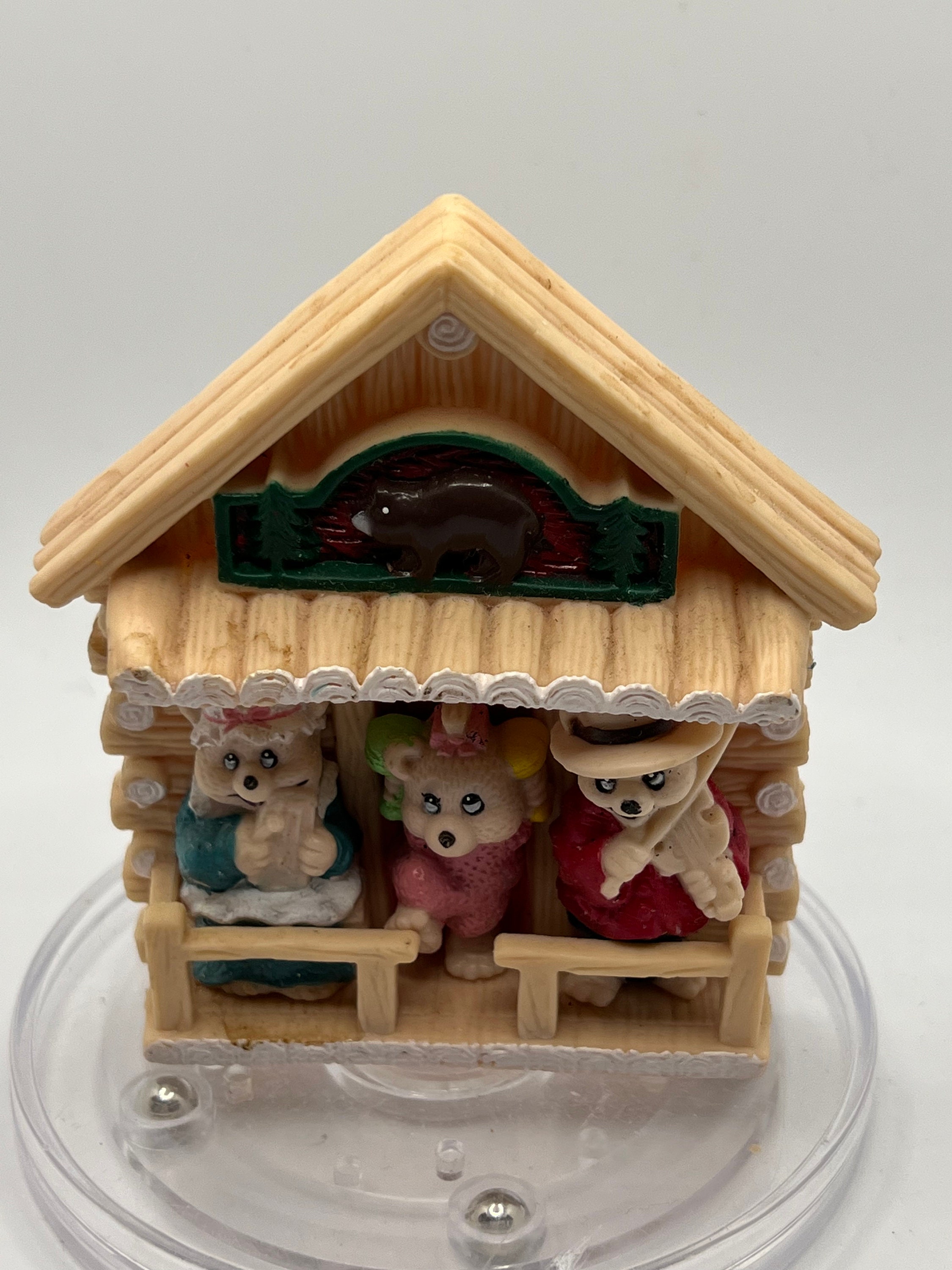 Vintage Gobel 3D Ball Shelf With Bear Family in the Cabin Porch