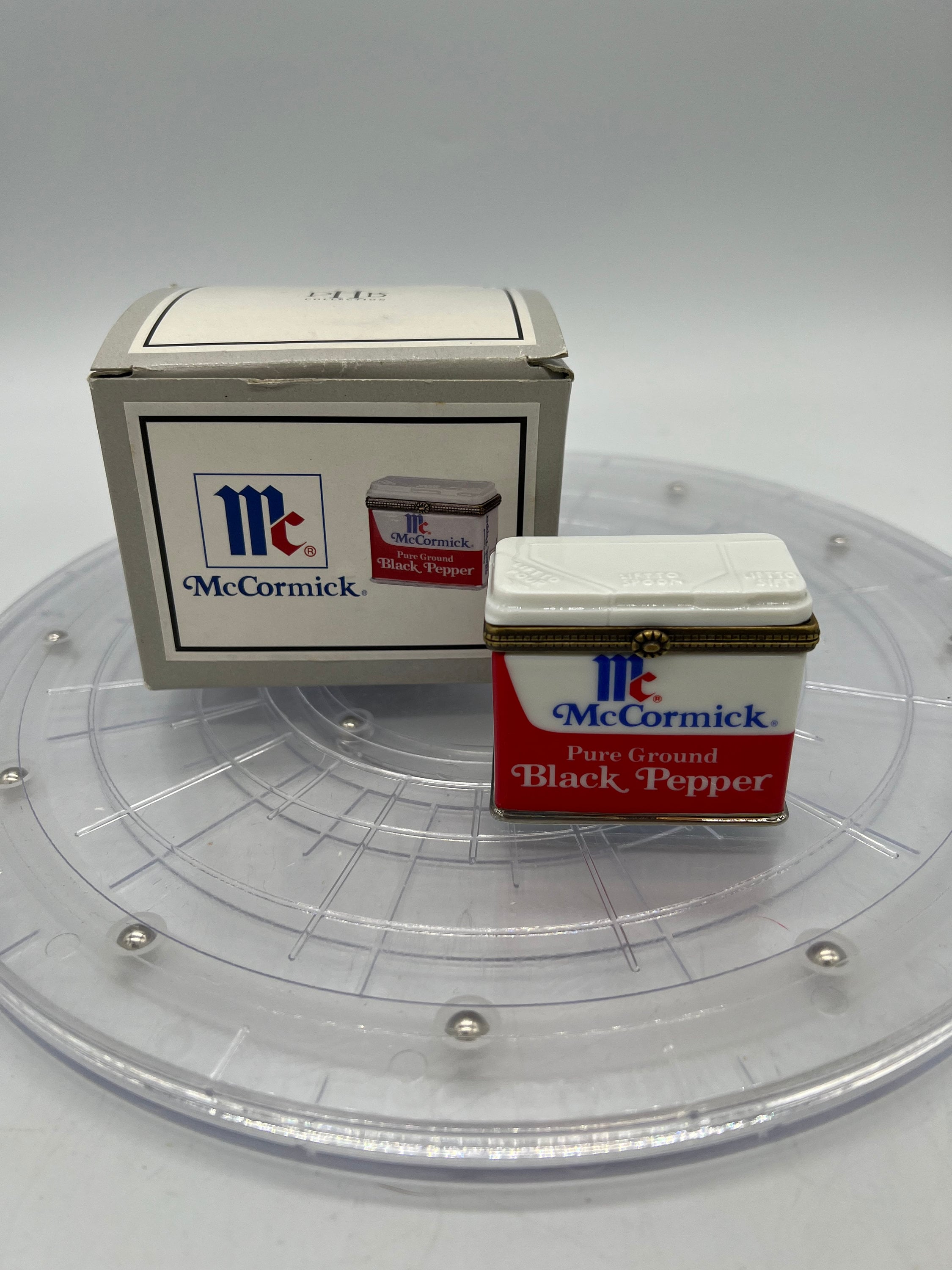 Rare 2000 Mccormick Black Pepper Porcelain Hinged Box With
