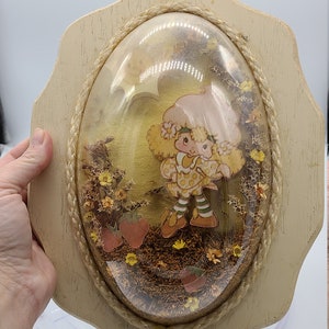 1982 Dome 3D Diorama Strawberry Shortcake Lemon Meringue Wall Plaque.