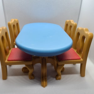 Vintage Little Tikes Dollhouse Mansion Dining Table & Chairs