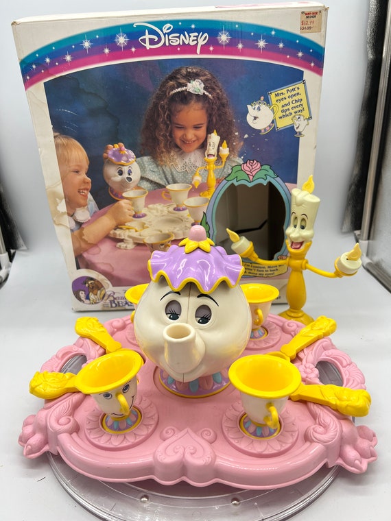 Vintage 1993 Disney Beauty and the Beast Tea Set With Moveable