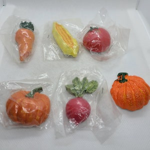 Vintage Ceramic Vegetable Refrigerator Magnets.  Sold Separately!