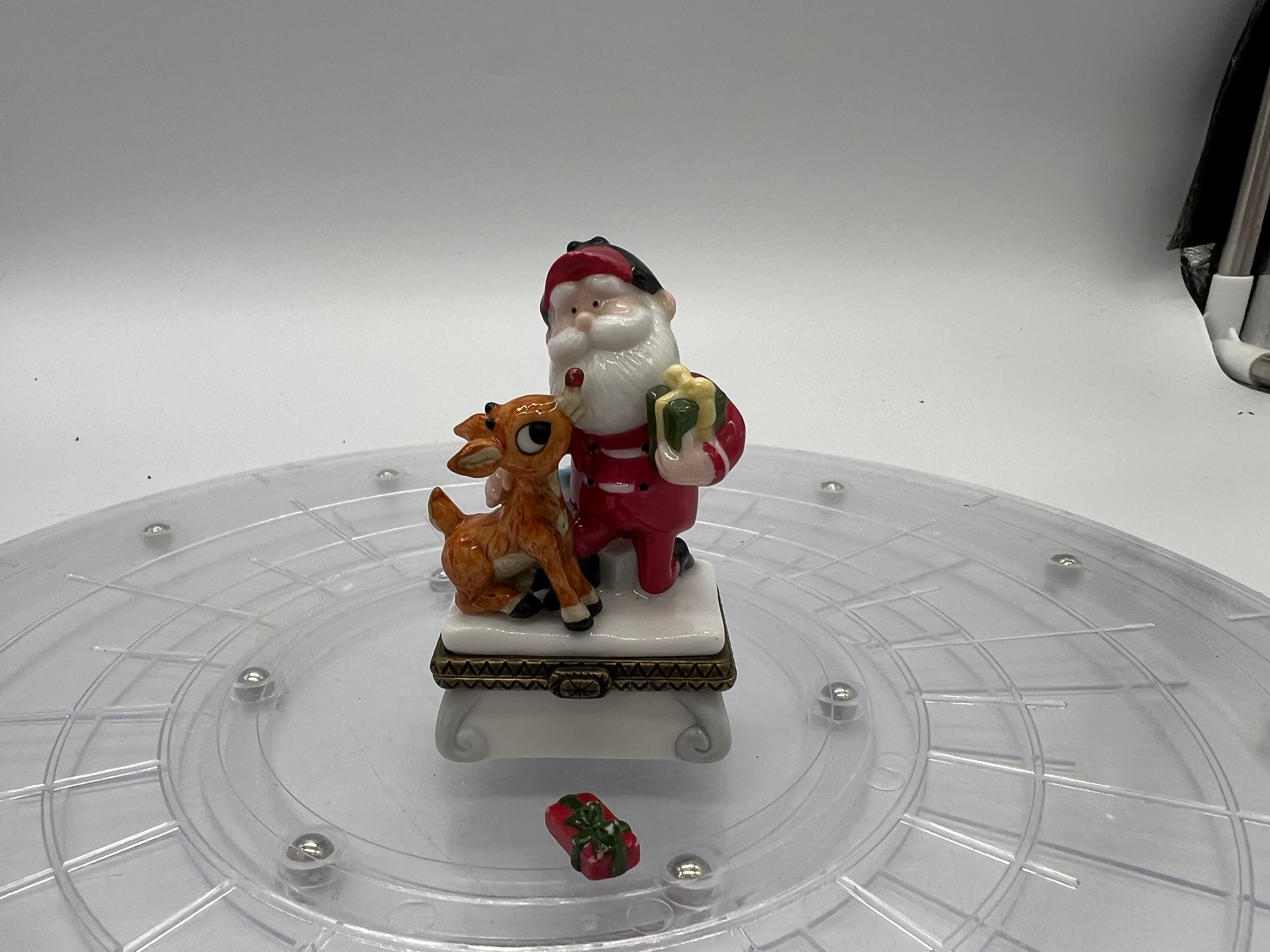 1999 Rudolph and Santa Porcelain Hinged Trinket Box - Etsy