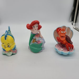 Vintage Disney&#39;s The Little Mermaid Ariel Figurines. Ariel, Flounder and Sébastian.