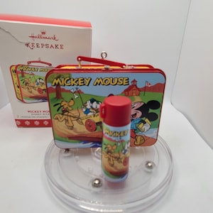 Contenitore per il pranzo in metallo e thermos decorativo natalizio Vintage Hallmark Keepsake Topolino.
