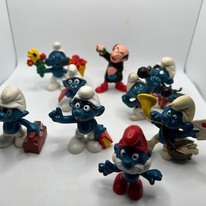 Vintage PVC-smurfen uit de jaren 70 en 80. Afzonderlijk verkrijgbaar! Vintage smurfen