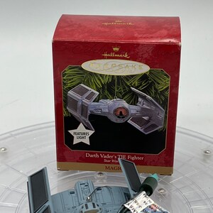 1998 Hallmark Keepsake Star Wars Magic Darth Vader’s Tie Fighter Christmas Ornaments!