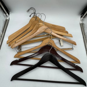 Vintage Lot of 8 Wooden Hangers. Collectable Men's Wood Hangers. Unique Wood Hanger.