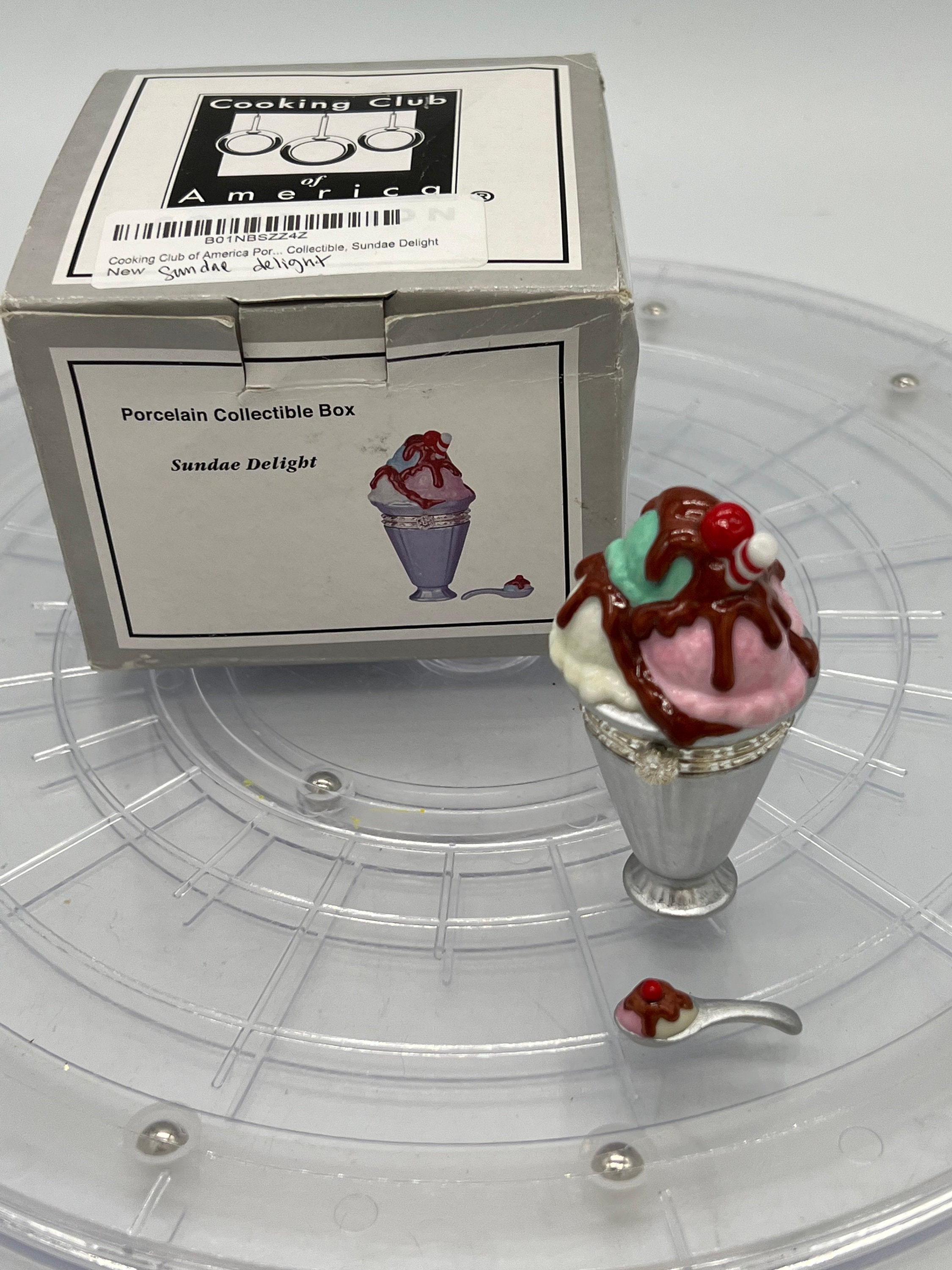 Vintage Sundae Delight With Spoon With Ice Cream Trinket Porcelain
