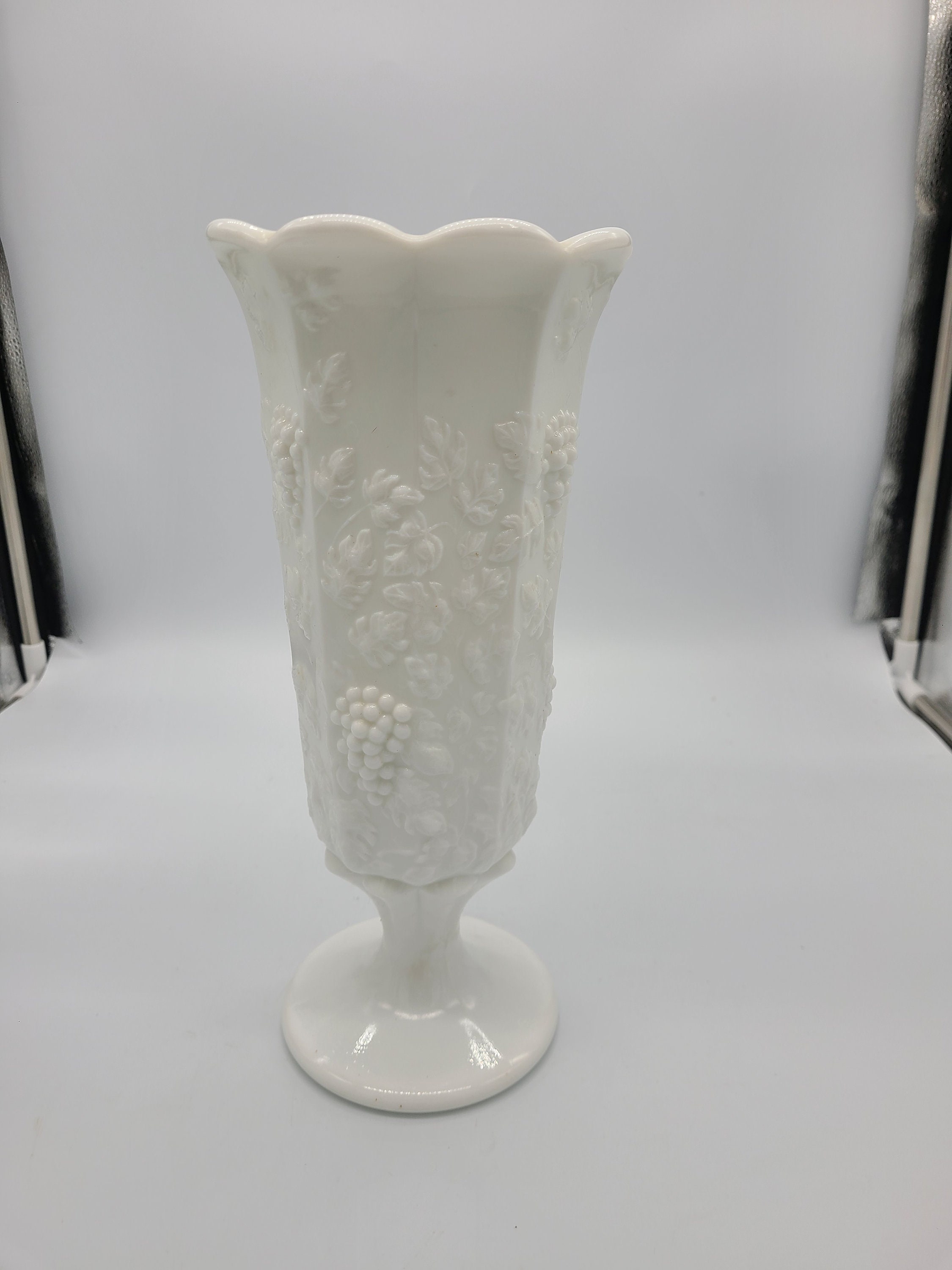 Vintage Fenton Hobnob Ruffle Milk Glass Vase. Vintage Milk Etsy