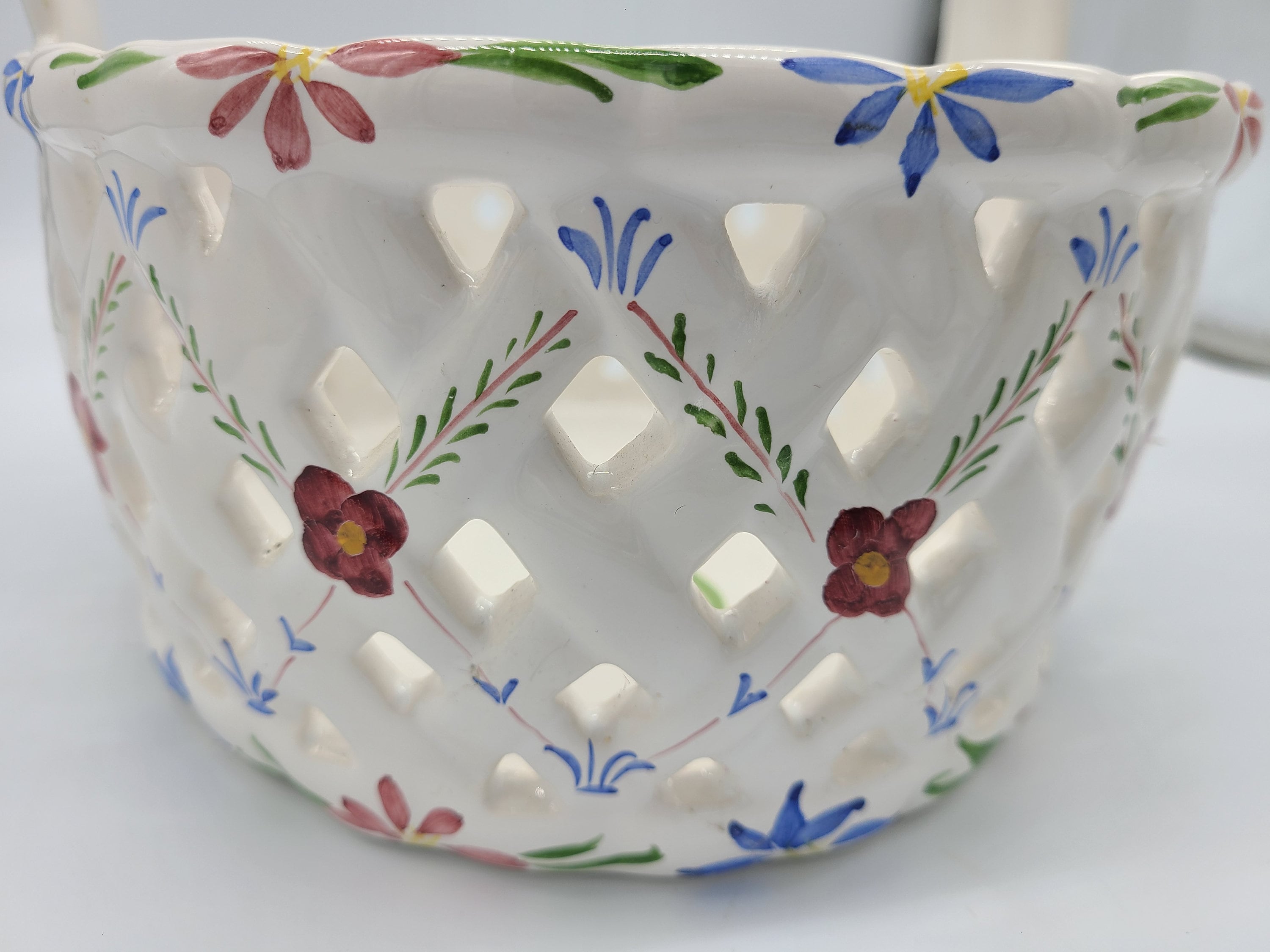 Vintage Hand Painted Porcelain Basket Made in Portugal. Etsy