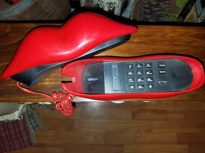 Pucker Up Kiss Me Telephone Vintage telephones Red Lip Telephone