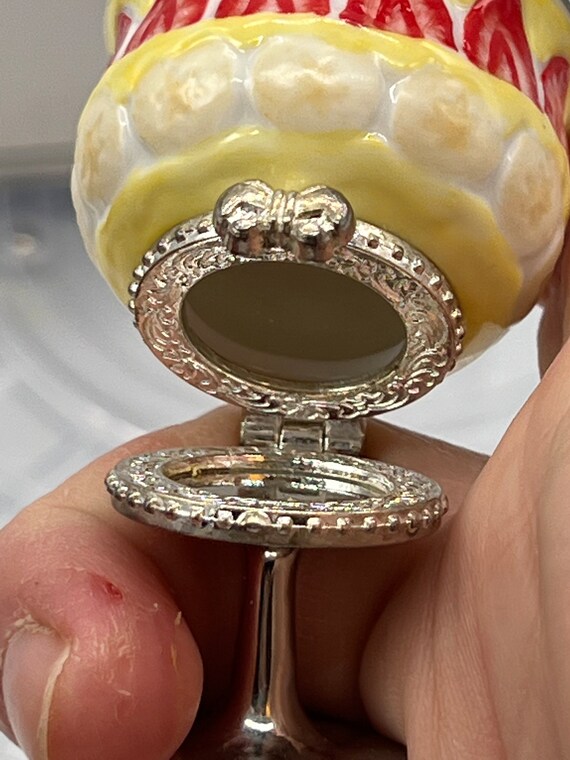 PHB Porcelain Hinged Trinket Box With Strawberry Spoon & Original