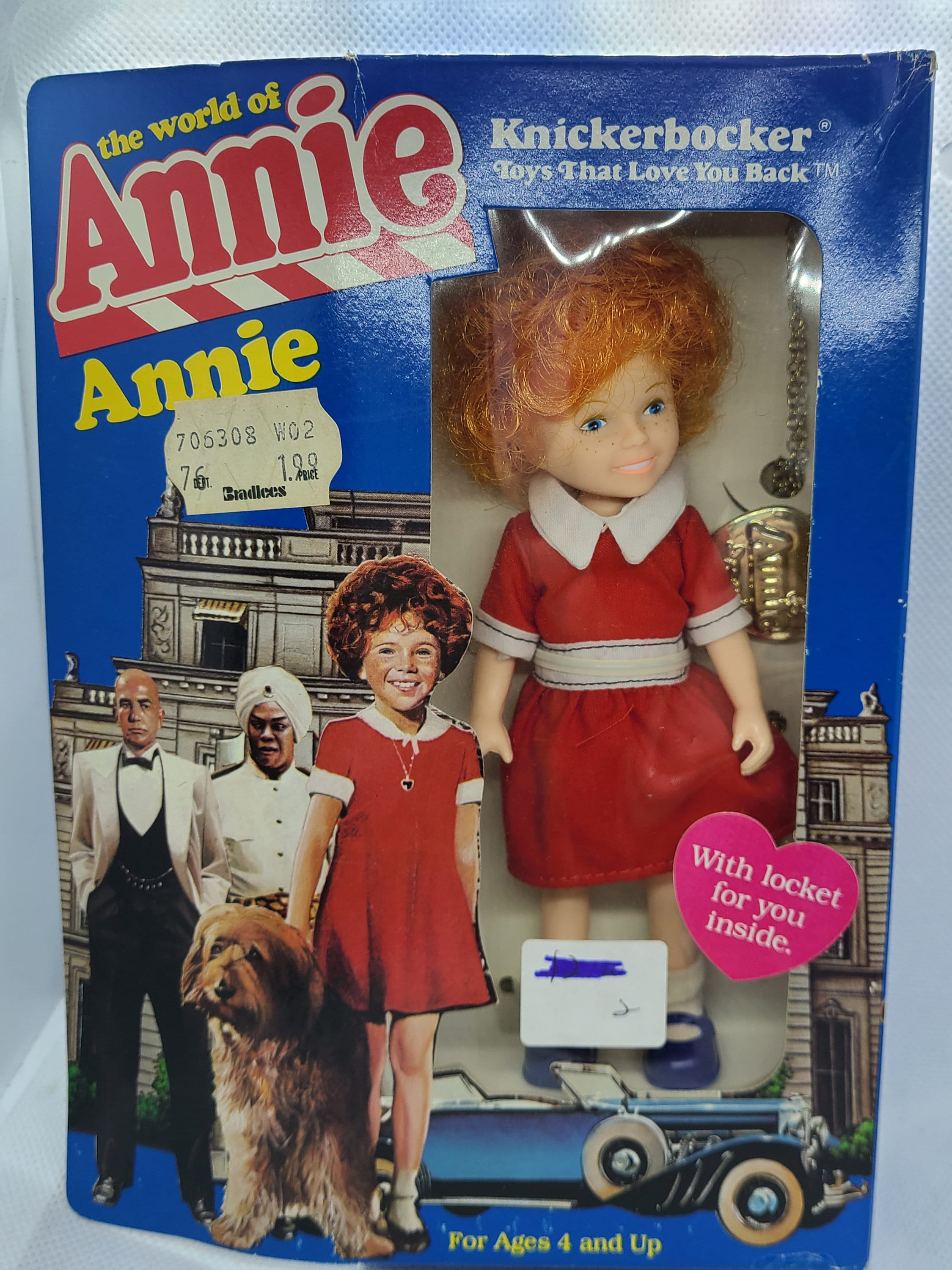 Vintage Orphan Annie Knickerbocker Doll With Locket and Vintage Orphan Annie Knickerbocker Doll With Locket and