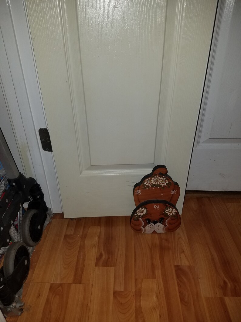 Tole Handpainted Wood Dog Doorstop Vintage Dog Doorstop Etsy