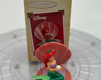 Vintage Disney's The Little Mermaid Ariel in Shell Christmas Ornament.