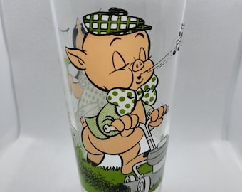 Vaso vintage de 1976 de Warner: Porky Pig y Petunia Pig