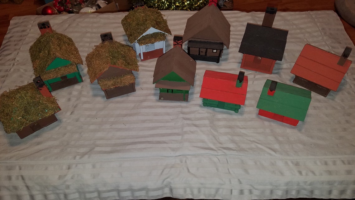 Vintage Model Train Houses handmade and handpainted. Vintage Etsy