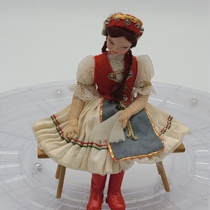 1960s Little Girl on Bench Handmade Doll.