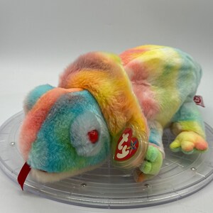 1999 TY Beanie Buddy Rainbow Chameleon Iguana with Hang Tag and Tush Tag.