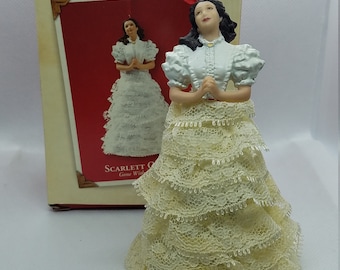 Vintage porslin Scarlett O'Hara Borta med vinden julgransprydnad.